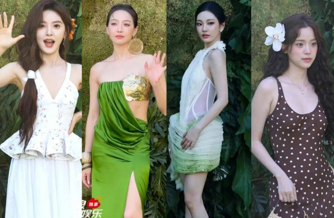 VOGUE沙滩红毯生图:佟丽娅裙摆湿了,钟楚曦泳装上阵,易梦玲抢镜