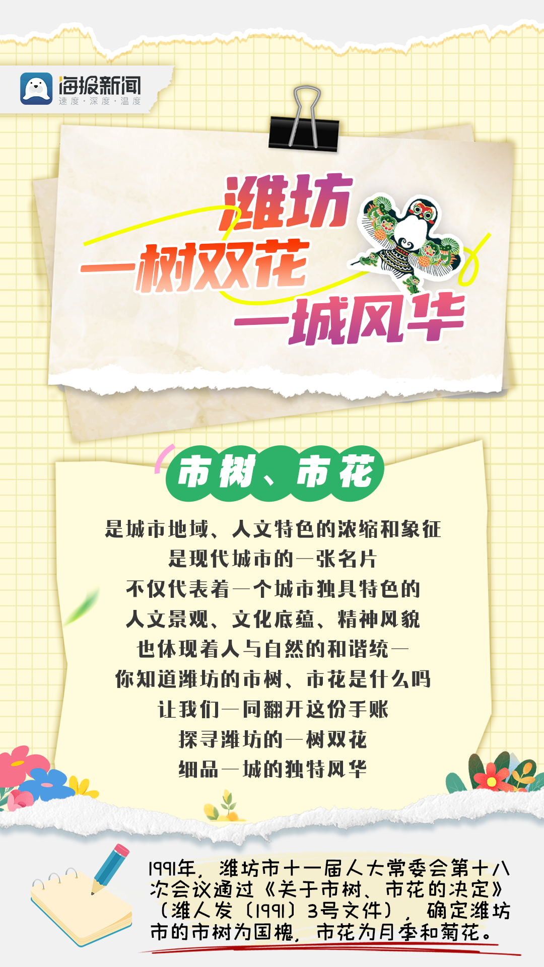 手账海报丨潍坊：一树双花，一城风华！